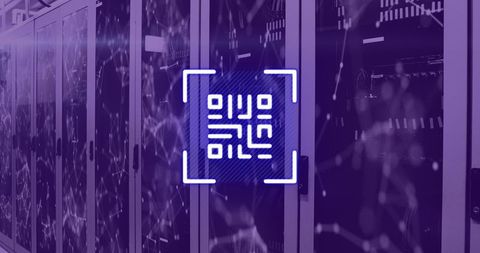 Abstract QR Code Overlay on Modern Data Center - Download Free Stock Images Pikwizard.com