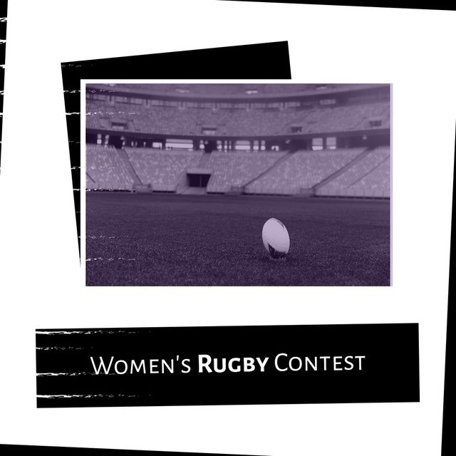 Perfect for advertising upcoming women's rugby contests or events. Ideal for sports enthusiasts, event promotion, and rugby-related content.