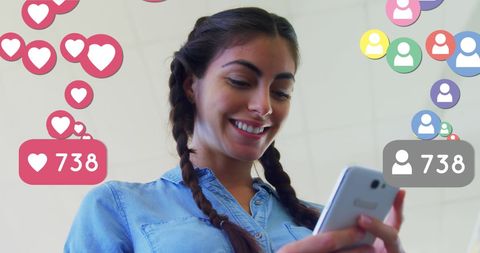 Young Woman Engaging on Social Media with Smartphone