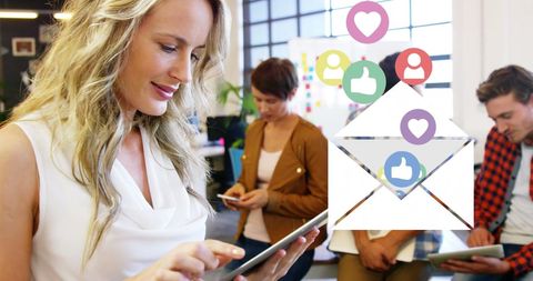 Young Professional Engaging with Social Media in Modern Office - Download Free Stock Images Pikwizard.com
