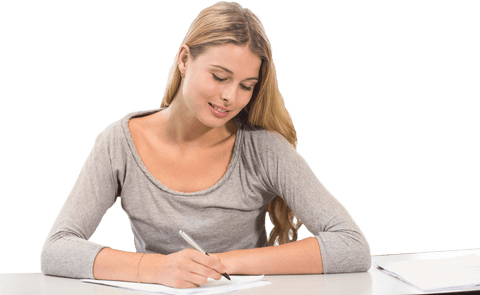 Smiling Businesswoman Writing on Papers on Transparent Background - Download Free Stock Videos Pikwizard.com