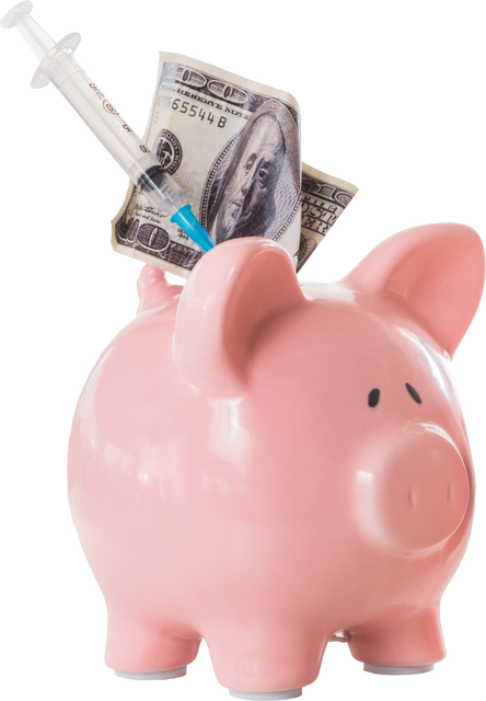 Piggy Bank with Syringe and Dollar Bill on Transparent Background - Healthcare and Finances - Download Free Stock Videos Pikwizard.com