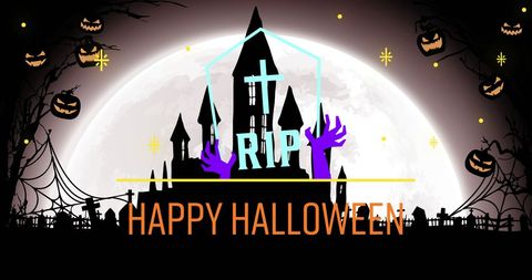 Spooky Halloween Castle Under Full Moon - Download Free Stock Images Pikwizard.com