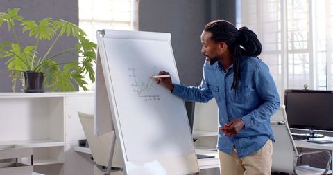 Business Professional Presenting Graph in Modern Office