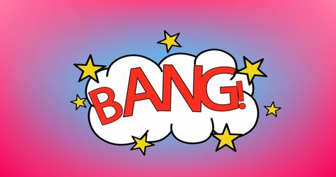 Comic Style Bang Text on Pink Background with Stars