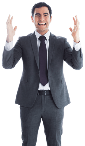 stressed businessman raising arms in frustration on transparent background - Download Free Stock Videos Pikwizard.com