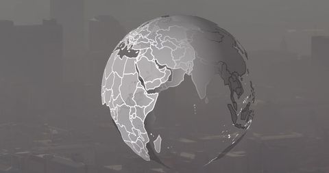 globe with overlay of global connections over cityscape - Download Free Stock Images Pikwizard.com