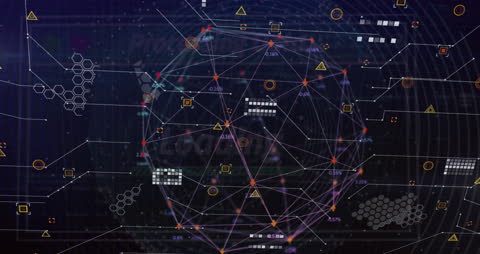Digital Network Interface with Abstract Globe and Icons
