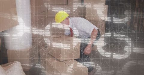 warehouse worker amidst blockchain concepts - Download Free Stock Images Pikwizard.com