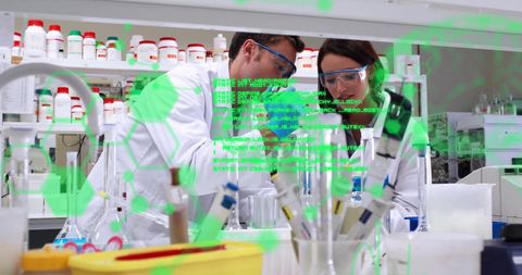Researchers Analyzing Lab Data with Digital Interface Overlays - Download Free Stock Images Pikwizard.com