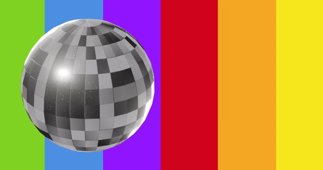 Reflective Disco Ball on Vibrant Rainbow Background - Download Free Stock Images Pikwizard.com