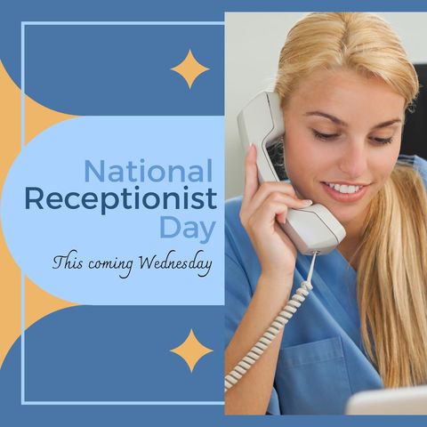 Celebrating National Receptionist Day with Smiling Woman on Phone - Download Free Stock Templates Pikwizard.com