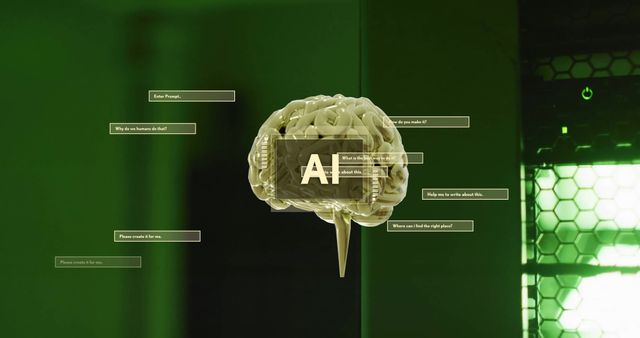 AI Brain Processing Data Against Digital Network Server Background - Download Free Stock Images Pikwizard.com