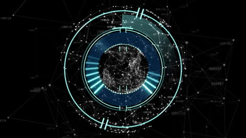 Digital Earth in Futuristic Neon Circle Interface