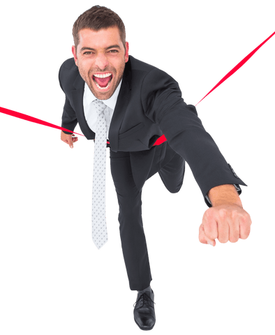 successful businessman breaking finish line ribbon transparent background - Download Free Stock Videos Pikwizard.com
