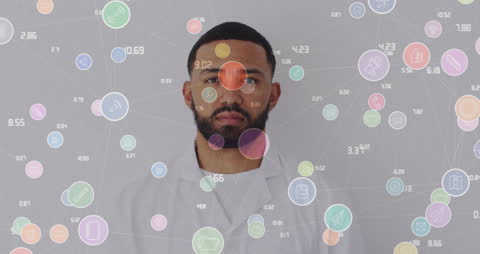 Man Engaged With Digital Network and Technology Interface