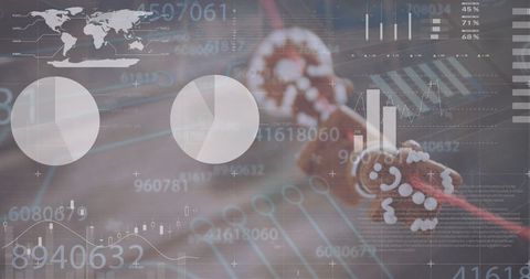 Digital Analytics Overlay with Christmas Festive Elements - Download Free Stock Images Pikwizard.com
