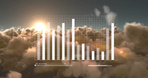 Financial Data Processing Visualization Over Cloudscape at Dawn