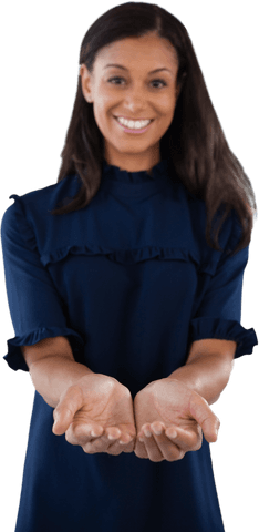 Smiling Woman with Cupped Hands Positivity Transparent Background