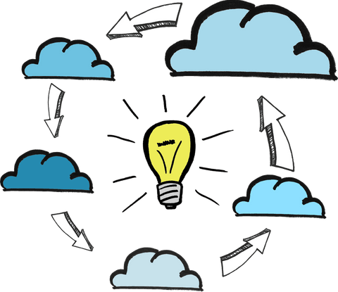 Light Bulb with Clouds and Arrows on Transparent Background - Download Free Stock Videos Pikwizard.com