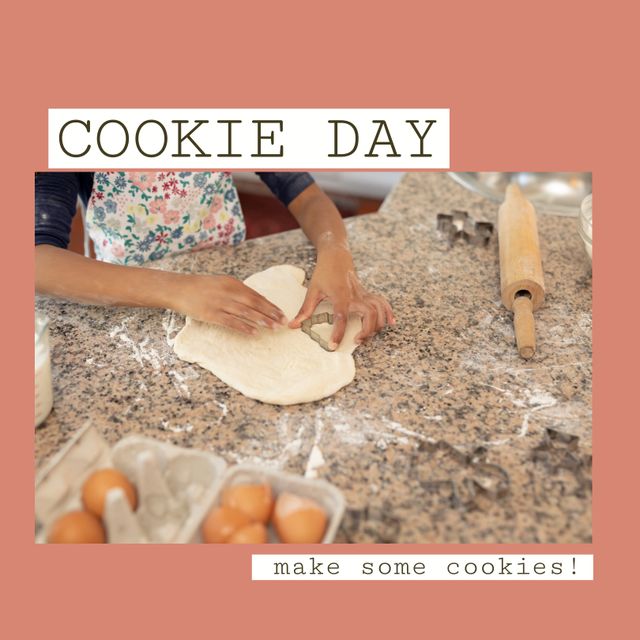 African American Girl Baking Cookies on Cookie Day - Download Free Stock Templates Pikwizard.com