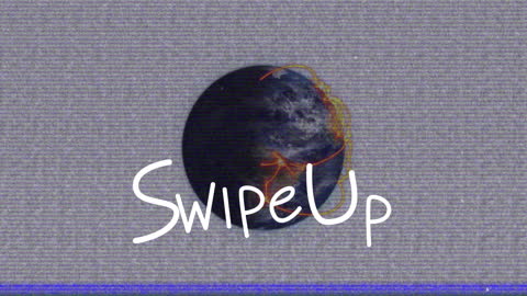 Digital Interface With Glitched Earth and Swipe Up Text