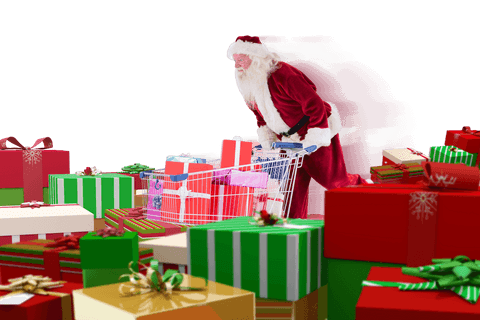 santa pushing cart filled with gifts on transparent background - Download Free Stock Videos Pikwizard.com