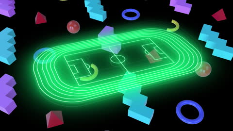 Neon Futuristic Stadium Design with Geometric Elements