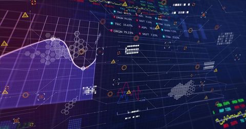 Global Financial Data Analysis with Digital Grid Interface - Download Free Stock Images Pikwizard.com