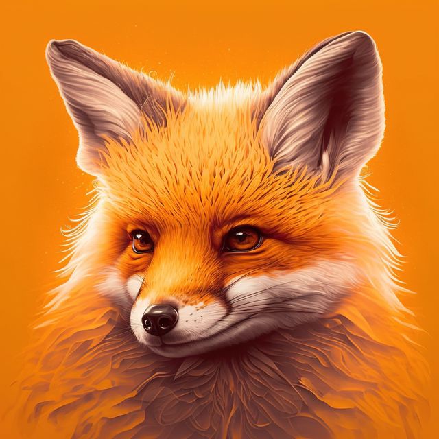 This image can be used for nature-themed artwork, web design, book covers, or animal-related content. The bright orange hues and detailed illustration make it perfect for attracting attention to digital art projects.