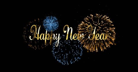 Happy New Year Fireworks Celebration with Festive Text