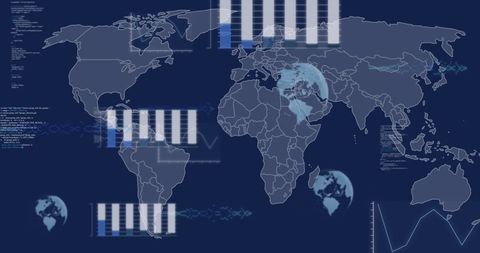 Global Data Processing on World Map for Business and Finance - Download Free Stock Images Pikwizard.com