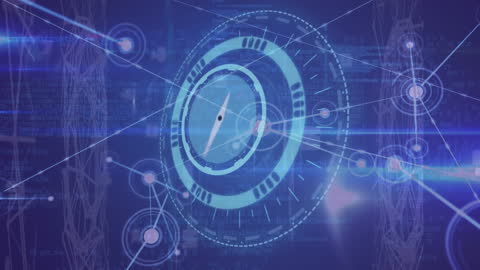 Futuristic Clock Animation with Digital Networks