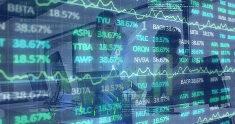 Female analysts reviewing stock data and market trends in modern office