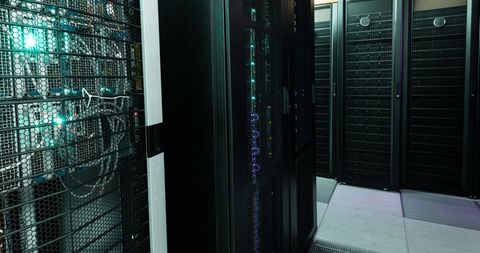 Modern Server Room with Illuminated Equipment in a Data Center - Download Free Stock Images Pikwizard.com