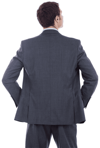 Confident Businessman Transparent Background Back View