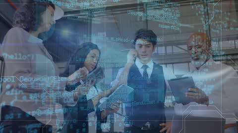 Business Team Analyzing Digital Data Overlay