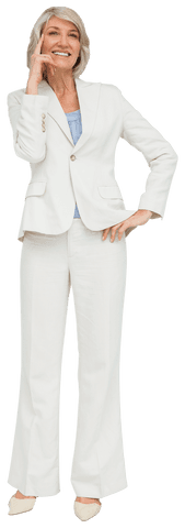Confident Senior Businesswoman Smiling on Transparent Background