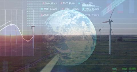 Renewable Energy Tech Overlaid on World at Sunset - Download Free Stock Images Pikwizard.com