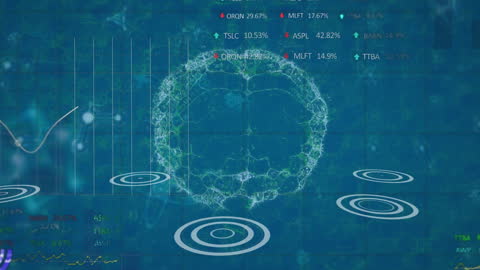 Digital Brain Illustration with Data and Molecule Concept