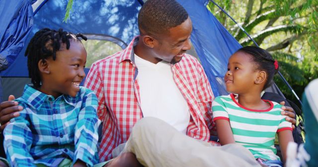 Father Spending Quality Time with Children at Campsite - Download Free Stock Images Pikwizard.com