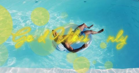 Man Relaxing in Pool on Summer Vacation with Sunny Vibes