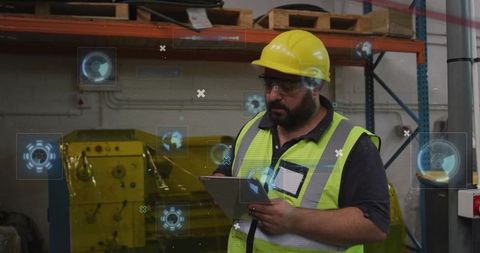 Industrial Worker Monitoring Digital Systems in Warehouse