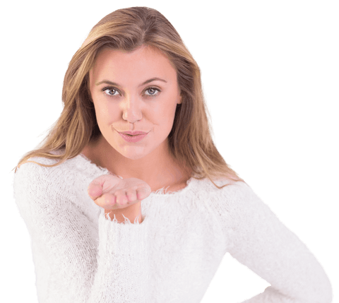attractive blonde woman blowing kiss on transparent background - Download Free Stock Videos Pikwizard.com