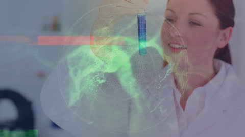 Scientist Analyzing Vibrant Data in Modern Laboratory