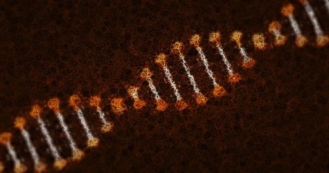 Digital Abstract DNA Helix on Brown Background
