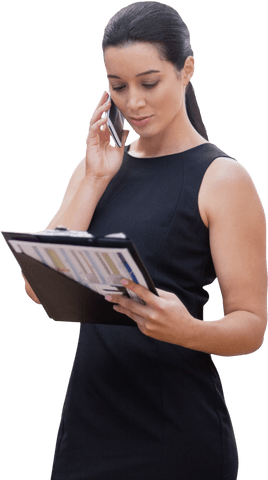 businesswoman in black dress using phone transparent background - Download Free Stock Videos Pikwizard.com