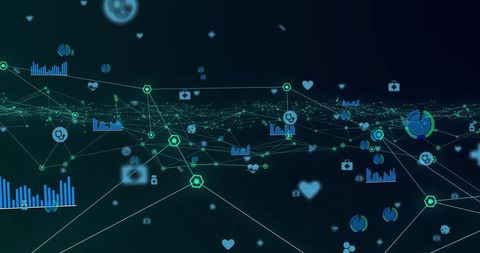 Futuristic Digital Network of Glowing Data Icons - Download Free Stock Images Pikwizard.com