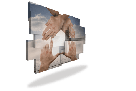 Transparent Hands Shaping House Against Blue Sky Panels - Download Free Stock Videos Pikwizard.com