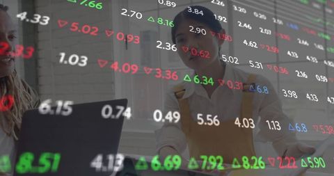 Financial Data Analysis in Modern Office with Team Collaboration